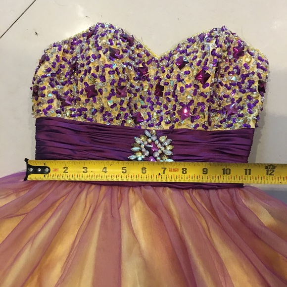 Partytime  purple and yellow dress size 4 - Picture 7 of 8